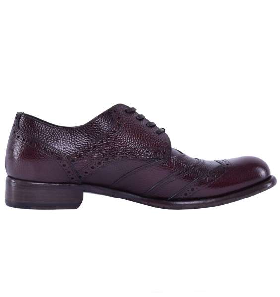 Solid leather wingtip Derby Shoes TAORMINA in brown by DOLCE & GABBANA