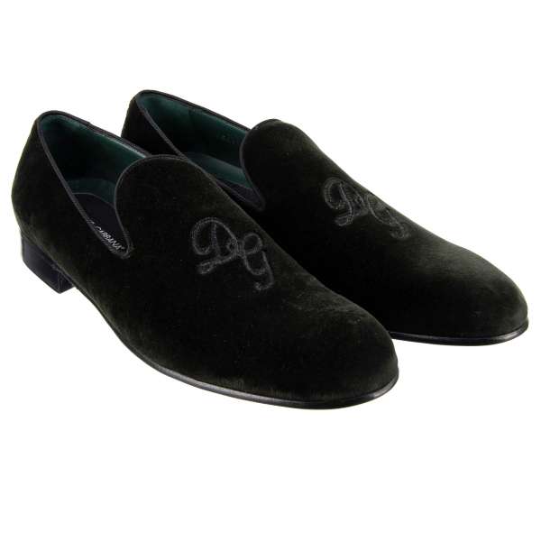Velvet Loafer MILANO with DG logo embroidery by DOLCE & GABBANA