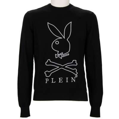 Bunny Embroidered Cashmere Sweater Black