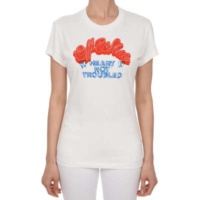 Virgil Abloh Heart Woman Logo Cotton T-Shirt Top White