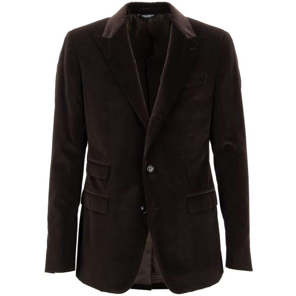 Blazer aus Samt NAPOLI mit spitzem Revers und Taschen in Braun von DOLCE & GABBANA