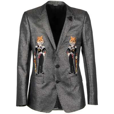Fox Crystal Bee Tuxedo Blazer Jacket MARTINI Silver 44 US 34 XS
