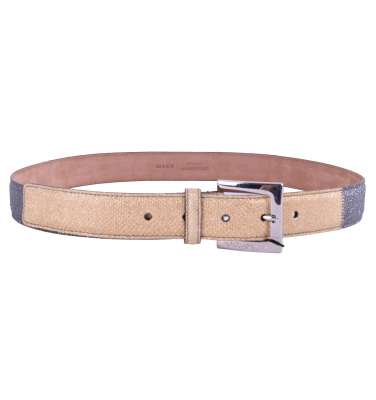 Shiny Leather Belt Gold Silver 90