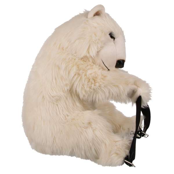 Dolce & Gabbana Unisex Faux Fur Plush Toy Polar Bear Backpack Bag White  Black | FASHION ROOMS