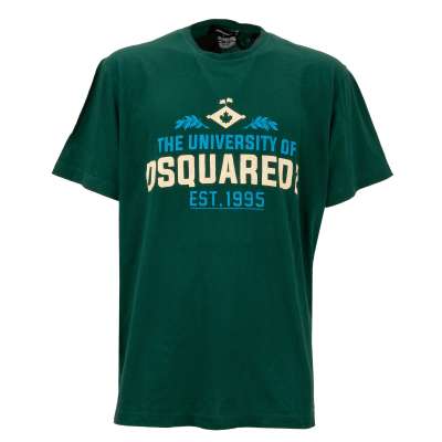 Cotton T-Shirt The University of Dsquared2 Print Green
