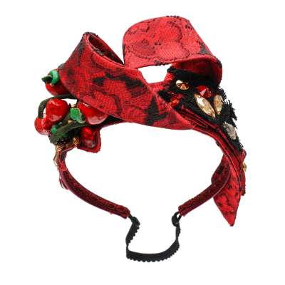 Crystal Berry Jacquard Hairband Headband Tiara Red Black