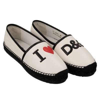 DG Logo Heart Leather Espadrilles Shoes Black White 40 10