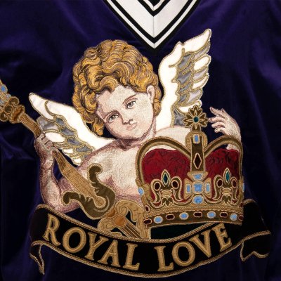Dolce Gabbana Velvet Oversize Sweater with Angel Crown Embroidery Royal Love Purple FASHION ROOMS