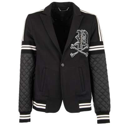 Blazer Jacket I KNOW with Crystal Applications and Stepped Sleeves Black L