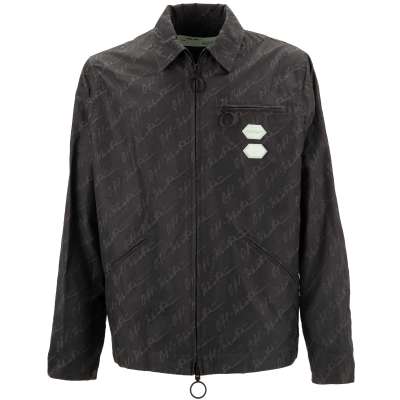 Virgil Abloh Monogramm Print Arbeitsjacke mit Logo Schwarz L