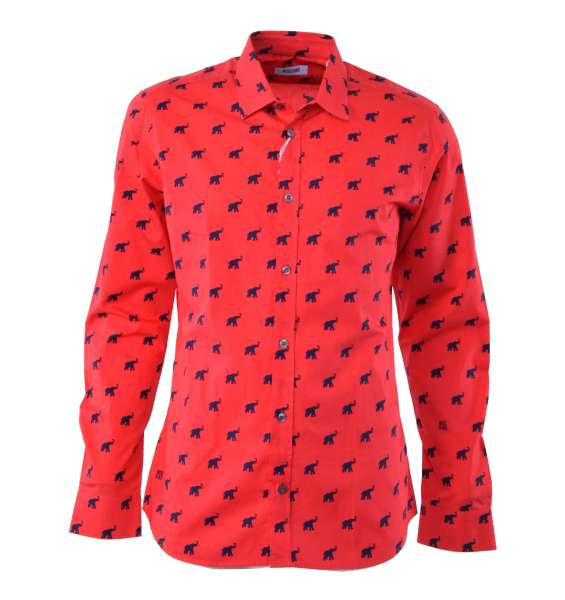 Printed Cotton Shirt with "Elephant" Print by MOSCHINO First Line