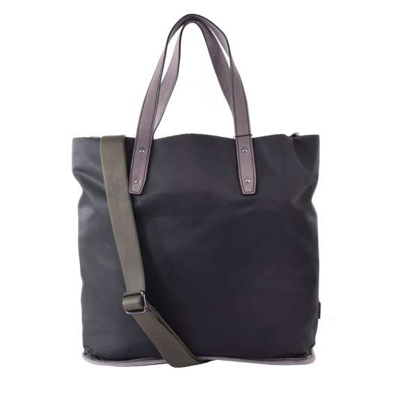 Shopper Tasche / Weekender aus Nylon und Leder mit Logo-Schild von DOLCE & GABBANA Black Label