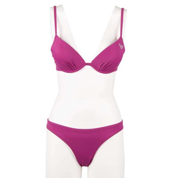 Gefütterter Bikini bestehend aus Triangel Push-Up BH mit Logo und einem Slip mit Logo von EMPORIO ARMANI Swimwear