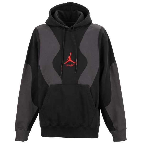 Air Jordan Oversize Baumwolle Hoodie / Kapuzenpullover mit Logo Stickerei vorne, großer Stickerei an der Rückseite und Taschen von OFF-WHITE