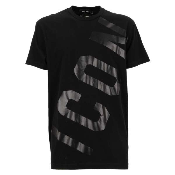 Cotton T-Shirt with ICON Logo Application in black by DSQUARED2