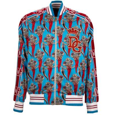 Pepper DG Logo DNA Pearl Crystal Crown Oversize Jacket Blue Red