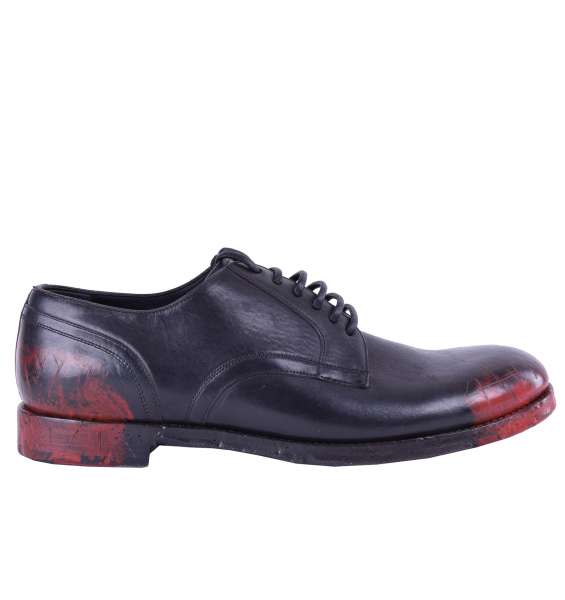 Bi-Color Calfskin Derby Shoes "Siracusa" by DOLCE & GABBANA Black Label 