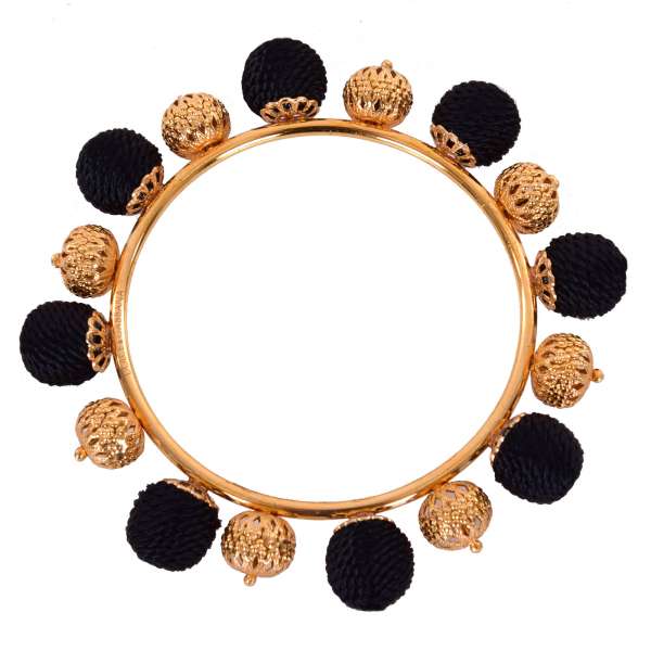 Beaded "Sicilia Natale" Bracelet adorned with filigree balls in gold and black by DOLCE & GABBANA