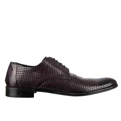 Perforated Derby Shoes Black Purple 44