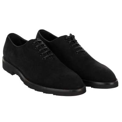 Formal Suede Leather Derby Shoes SICILIA Black 40 UK 6 US 7