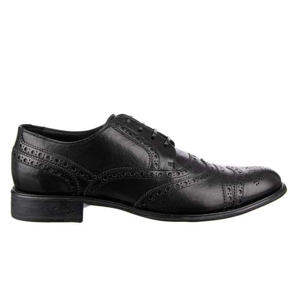Elegante Patchwork Oxford Schuhe TAORMINA aus Kalbsleder Leder in Schwarz von DOLCE & GABBANA