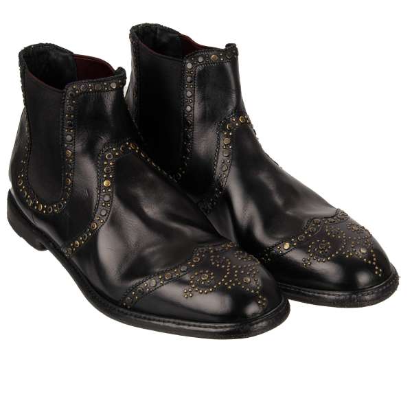 Stiefeletten MICHELANGELO mit Dekorativen Elementen und Nieten in Schwarz von DOLCE & GABBANA