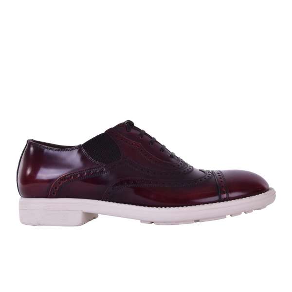 Patent leather derby shoes MILANO with stitched details and elastic inserts by DOLCE & GABBANA