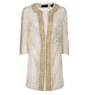 COUTURE Studded Lace Coat ALICE White