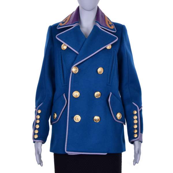 Dsquared2 Double Breasted Royal Military Coat Blue FASHION ROOMS