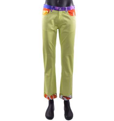 Jeans Trousers COUTURE with Soda Pop Print Green