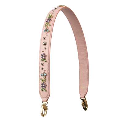 Kristall Perlen Leder Schulterriemen Strap für Tasche Pink Gold 