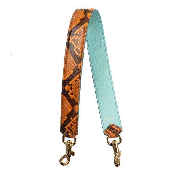 Dauphine and snake leather bag Strap / Handle in orange, blue and gold by DOLCE & GABBANA