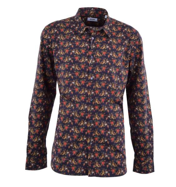 Printed Cotton Shirt with "Music & Roses" Print by MOSCHINO First Line