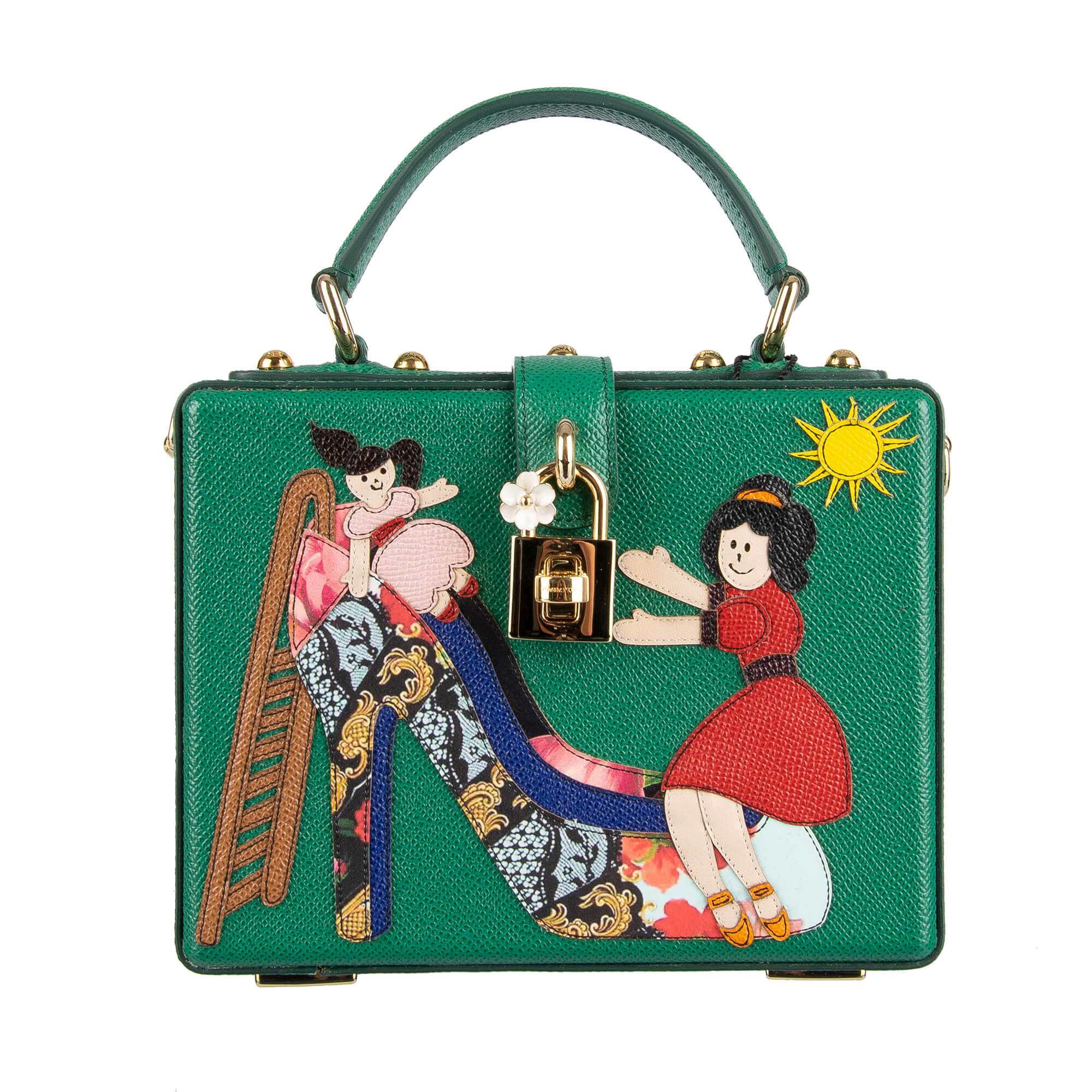 Dolce & Gabbana Dauphine Leather Bag DOLCE BOX with Family Motif