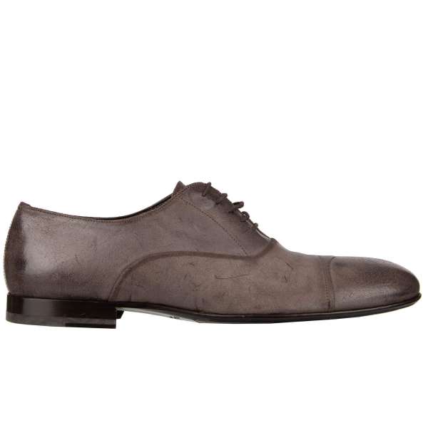 Formal lace-up derby shoes made of nubuck leather in brown by DOLCE & GABBANA