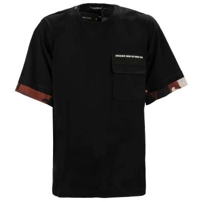 DG Logo DNA Baumwolle Oversize Camouflage Tasche T-Shirt Schwarz 