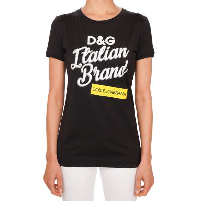 DG Logo Patch Baumwolle T-Shirt Top Schwarz IT 38 DE 34 XS