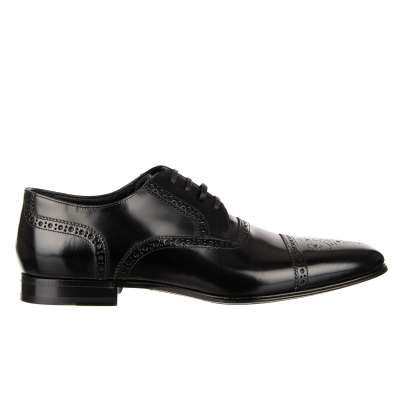Formal Pointed Leather Brogues Derby Shoes CAMERON Black 42.5