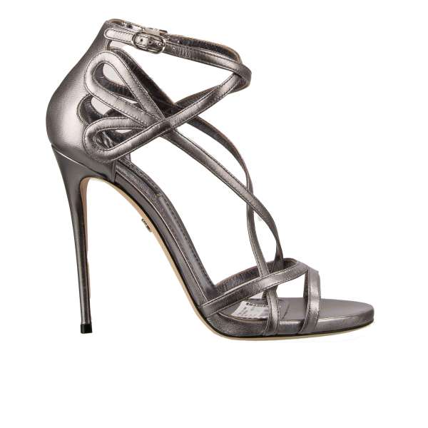  Leather Heels Sandals KEIRA in gold by DOLCE & GABBANA