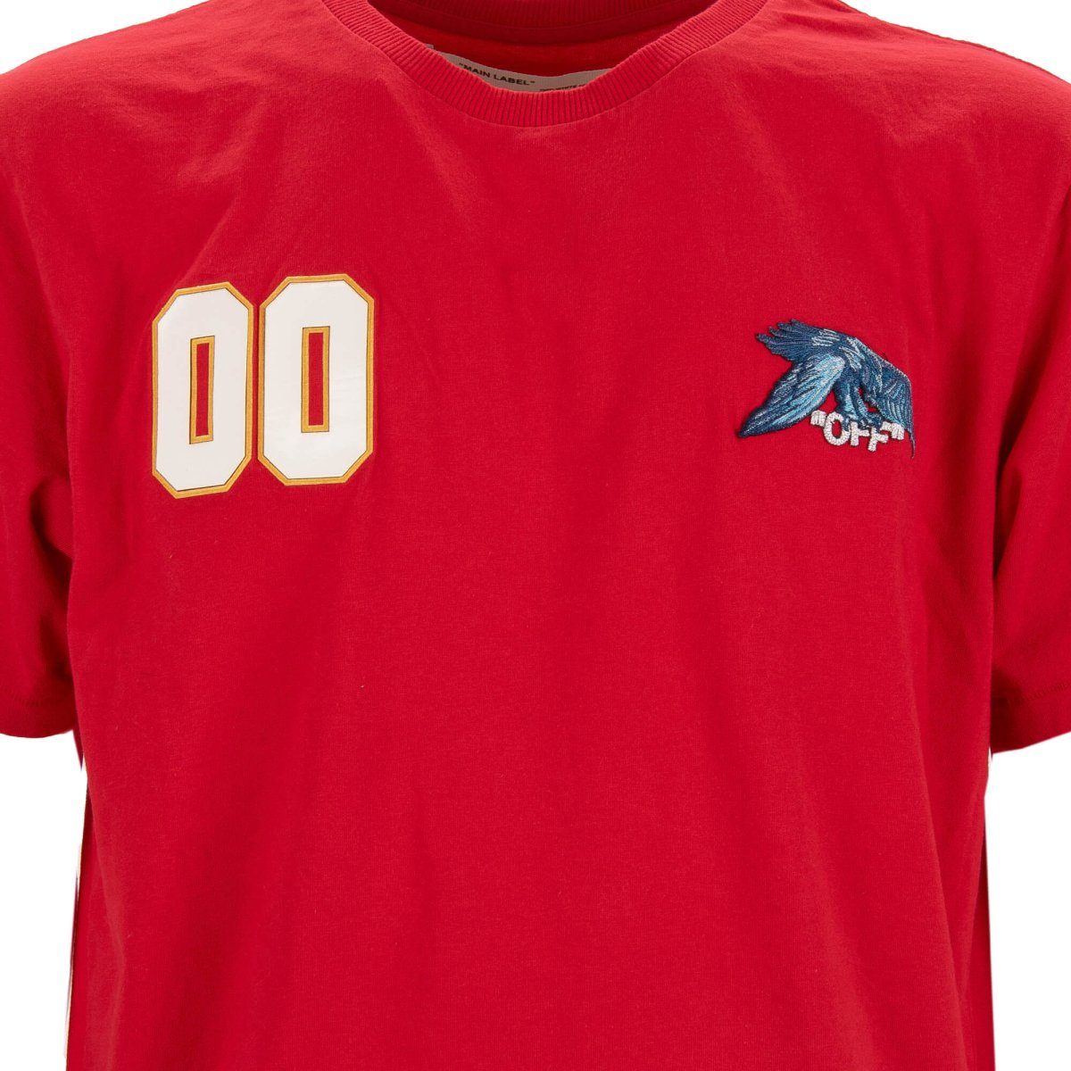 Off White Virgil Abloh Eagle Football Cotton T Shirt with Embroidery and Logo Red L FASHION ROOMS