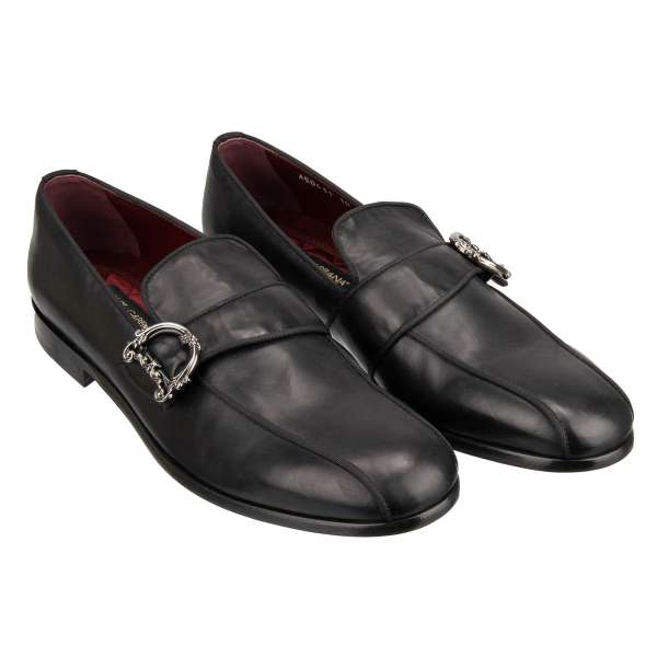 Barock DG Logo Schnalle Loafer Schuhe MILANO aus Leder in Schwarz von DOLCE & GABBANA