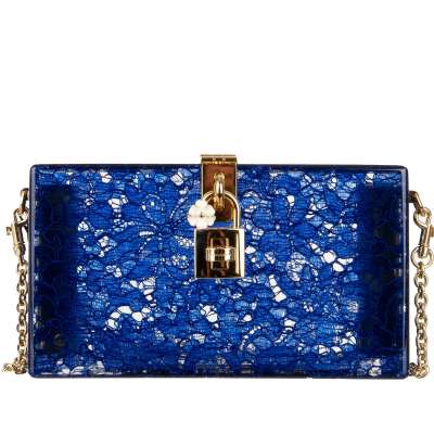 Plexiglas Clutch Tasche DOLCE BOX mit Taormina Spitze Blau