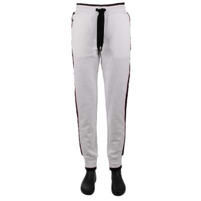 Jogging Sweatpants with Stripes, Pockets and Logo White Black