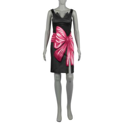 COUTURE Kleid mit Fliege Print Schwarz Pink
