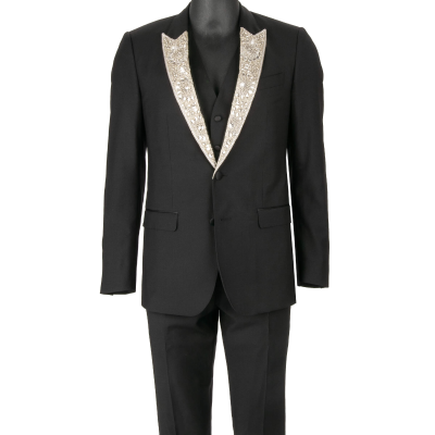 Crystal Pearl 3 Piece MARTINI Suit Jacket Blazer Black