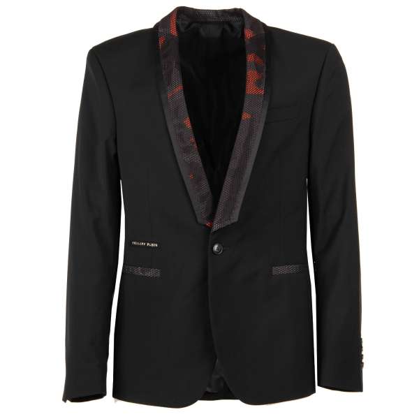 Cotton Blazer JUMP IN with embroidered skull at the back, perforated details and logo in front by PHILIPP PLEIN