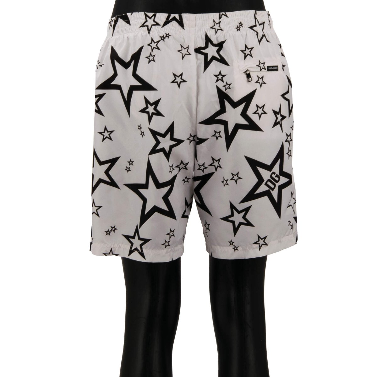 Dolce Gabbana DG Logo Star Beachwear Swim Shorts Trunks Black White 5 L FASHION ROOMS