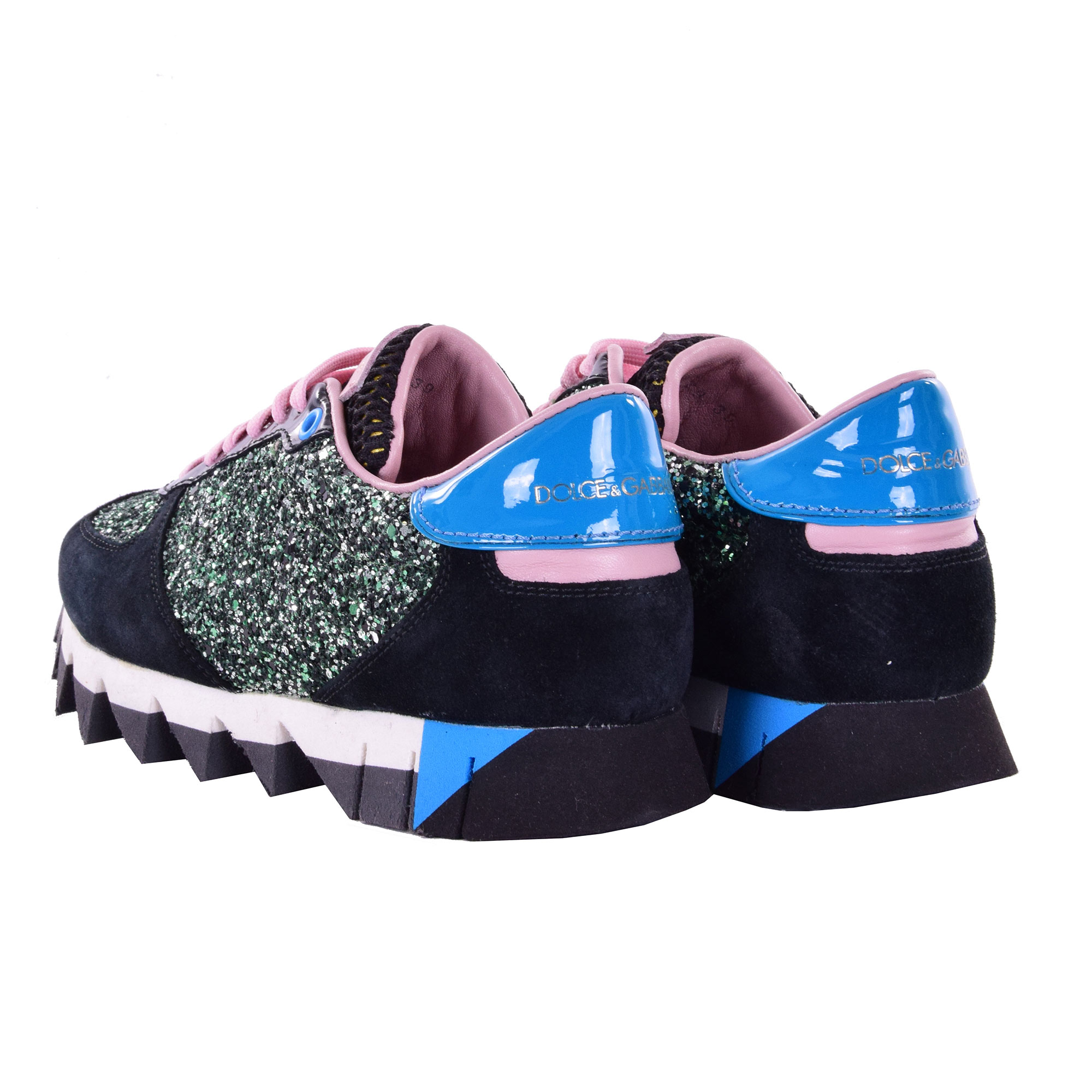 Dolce Gabbana Glitter Sneaker SORRENTO Green Black 39 FASHION