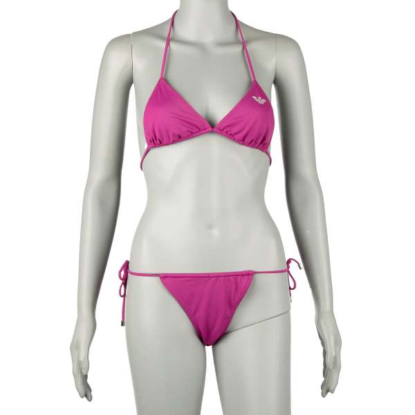 Bikini consisting triangle bra with logo combined with Brazilian briefs with drawstrings with logo by EMPORIO ARMANI Swimwear