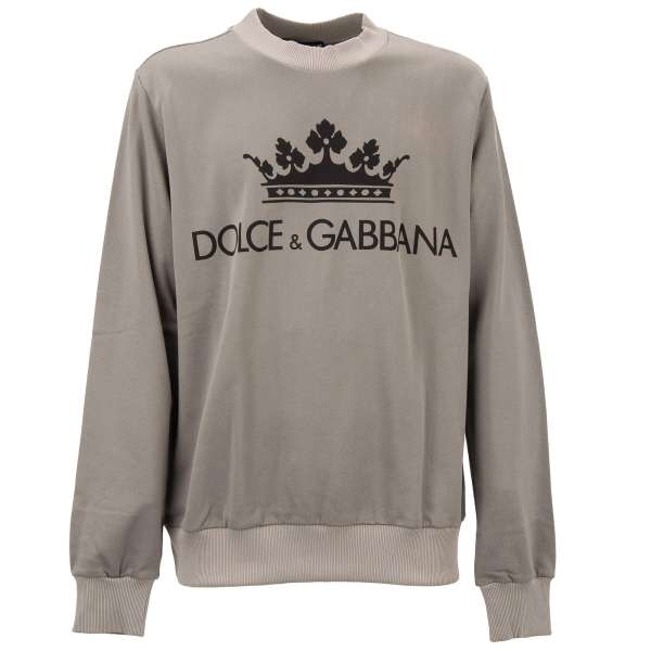 Cotton sweater / sweatshirt with Crown and Logo print by DOLCE & GABBANA